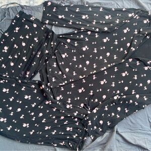 Floral Black Pajama Set